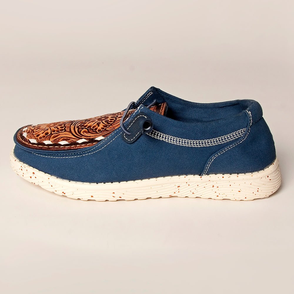 American Darling ADFT133NV4 Hand tooled carved genuine leather trim lightweight shoe footwear slip on