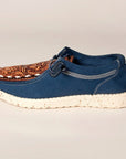 American Darling ADFT133NV4 Hand tooled carved genuine leather trim lightweight shoe footwear slip on