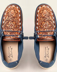 American Darling ADFT133NV4 Hand tooled carved genuine leather trim lightweight shoe footwear slip on