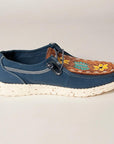 American Darling ADFT133NV5 Hand tooled carved genuine leather trim lightweight shoe footwear slip on