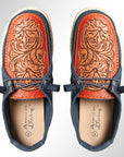 American Darling ADFT133NV11 Hand tooled carved genuine leather trim lightweight shoe footwear slip on