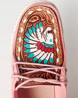 American Darling ADFT133PK1 Hand tooled carved genuine leather trim lightweight shoe footwear slip on