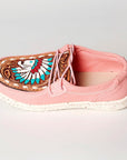 American Darling ADFT133PK1 Hand tooled carved genuine leather trim lightweight shoe footwear slip on