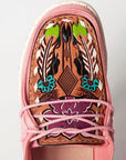 American Darling ADFT133PK2 Hand tooled carved genuine leather trim lightweight shoe footwear slip on