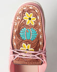 American Darling ADFT133PK5 Hand tooled carved genuine leather trim lightweight shoe footwear slip on