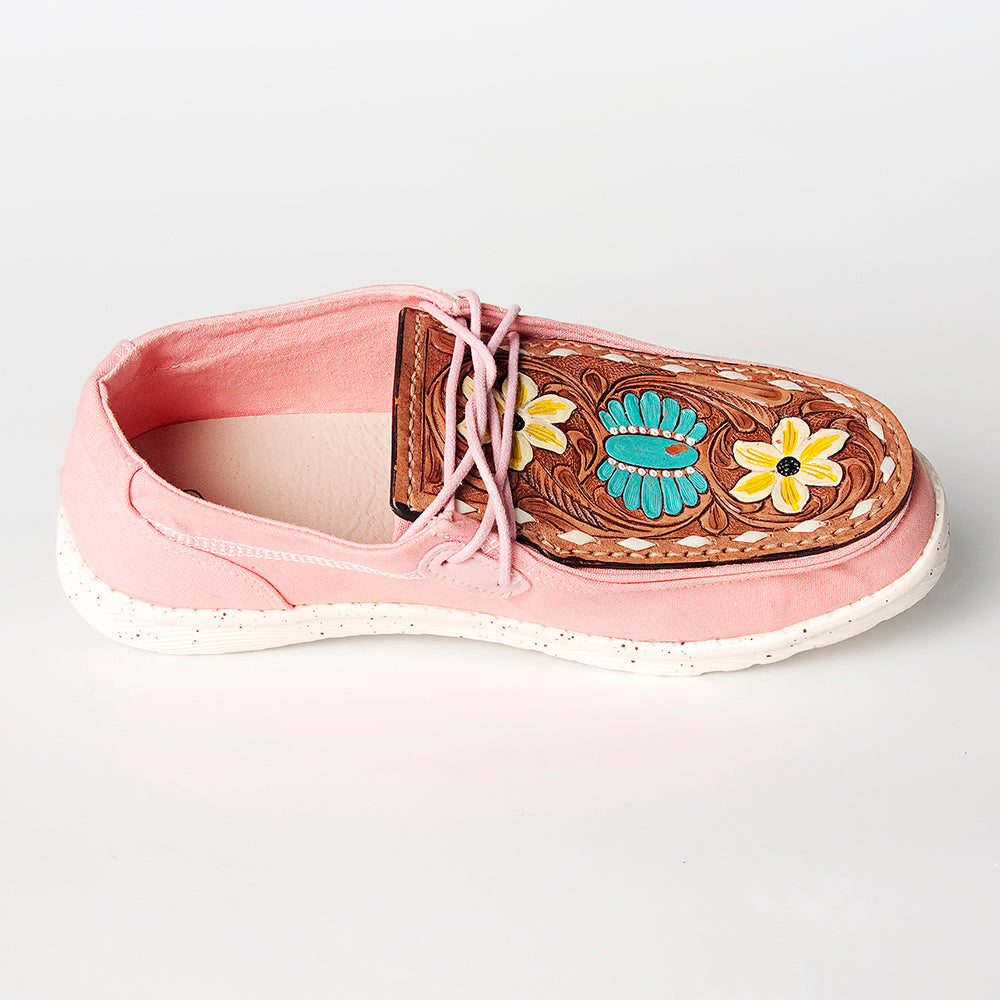 American Darling ADFT133PK5 Hand tooled carved genuine leather trim lightweight shoe footwear slip on