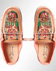 American Darling ADFT133PK10 Hand tooled carved genuine leather trim lightweight shoe footwear slip on