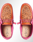 American Darling ADFT133PU11 Hand tooled carved genuine leather trim lightweight shoe footwear slip on