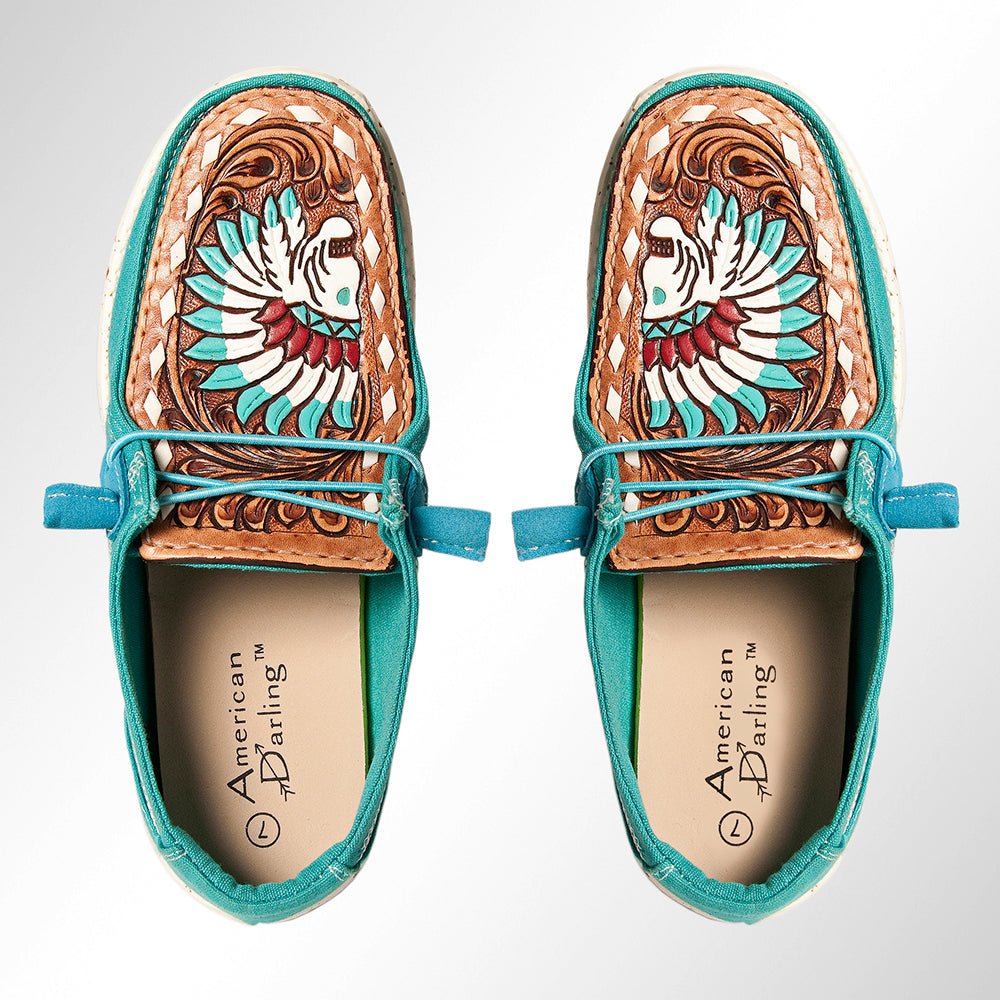 American Darling ADFT133TR1 Hand tooled carved genuine leather trim lightweight shoe footwear slip on