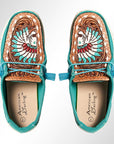 American Darling ADFT133TR1 Hand tooled carved genuine leather trim lightweight shoe footwear slip on