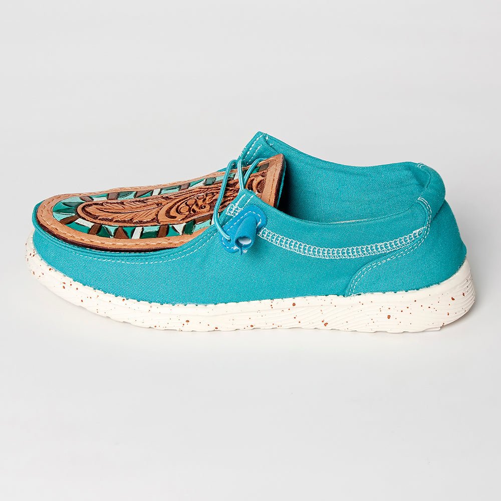 American Darling ADFT133TR8 Hand tooled carved genuine leather trim lightweight shoe footwear slip on