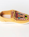 American Darling ADFT133YL2 Hand tooled carved genuine leather trim lightweight shoe footwear slip on