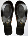 Hand-Tooled Leather Sandal With Hand-Painted Intricately Carved Details And Western Motifs