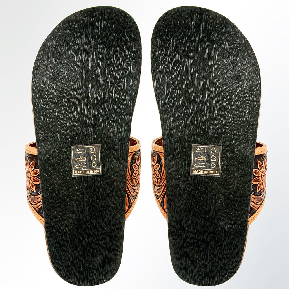 American Darling Hand Tooled, Carved Genuine Leather Sandal Footwear Flip Flop | Tooled