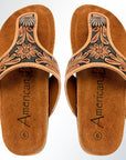 American Darling Hand Tooled, Carved Genuine Leather Sandal Footwear Flip Flop | Tooled