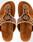 American Darling Hand Tooled, Carved Genuine Leather Sandal Footwear Flip Flop | Tooled