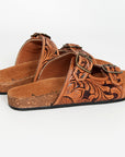 American Darling ADFTE103A Hand tooled carved genuine leather sandal footwear flip flop