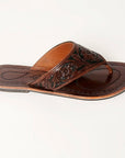 American Darling ADFTE104B Hand tooled carved genuine leather sandal footwear flip flop
