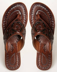 American Darling ADFTE104B Hand tooled carved genuine leather sandal footwear flip flop