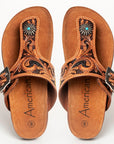 American Darling ADFTE105 Hand tooled carved genuine leather sandal footwear flip flop
