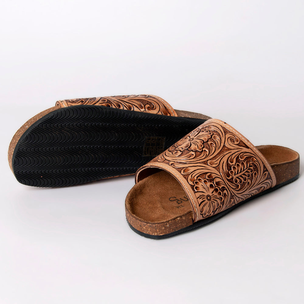 American Darling ADFTE108 Hand tooled carved genuine leather sandal footwear flip flop