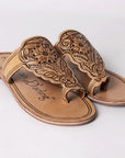 American Darling ADFTE109 Hand tooled carved genuine leather sandal footwear flip flop