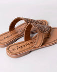 American Darling ADFTE109 Hand tooled carved genuine leather sandal footwear flip flop