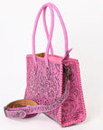 American Darling Tote Hand Tooled Genuine Leather Western Women Bag Handbag Purse | Pink | Western Tote Bag | Travel Tote Bags