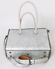 American Darling Tote Hand Tooled Genuine Leather Western Women Bag Handbag Purse | White | Western Tote Bag | Travel Tote Bags