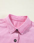 Denim Short Sleeve Double Chest Pocket Shirt Dress