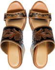American Darling ADFT111 Hand tooled carved genuine leather sandal footwear flip flop