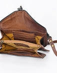 American Darling ADBG1097 Wallet Hand Tooled Saddle Blanket Genuine Leather women bag western handbag purse