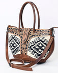 American Darling ADBG1084A Tote Hand Tooled Saddle Blanket Genuine Leather women bag western handbag purse