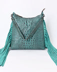American Darling ADBG1175 Hobo Hobo Crocodile Embossed Genuine Leather Women Bag Western Handbag Purse