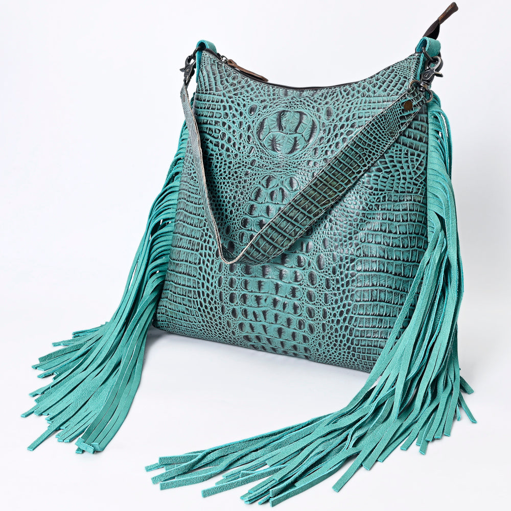 American Darling ADBG1175 Hobo Hobo Crocodile Embossed Genuine Leather Women Bag Western Handbag Purse