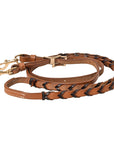 Hilason Western Horse American Leather Laced Barrel Roper Reins Brown