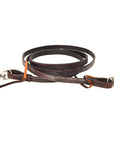 Hilason Western Horse American Leather Latigo Ends Roper Reins  Dark Brown