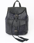 American Darling Backpack Crocodile Embossed Genuine Leather Women Bag Western Handbag Purse