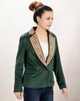 ADBZ024 Genuine leather Hand tooled hand carved Women Blazer dress jacket ladies Girl