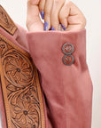 ADBZ025 Genuine leather Hand tooled hand carved Women Blazer dress jacket ladies Girl