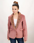 ADBZ025 Genuine leather Hand tooled hand carved Women Blazer dress jacket ladies Girl