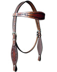 HILASON Western Horse Headstall Breast Collar Set Tack Genuine American Leather Barb Wire Rough Out Dark Brown
