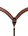 HILASON Western Horse Headstall Breast Collar Set Tack Genuine American Leather Barb Wire Rough Out Dark Brown