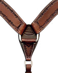 HILASON Western Horse Headstall Breast Collar Set Tack Genuine American Leather Barb Wire Rough Out Dark Brown