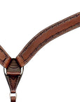 HILASON Western Horse Headstall Breast Collar Set Tack Genuine American Leather Barb Wire Rough Out Dark Brown