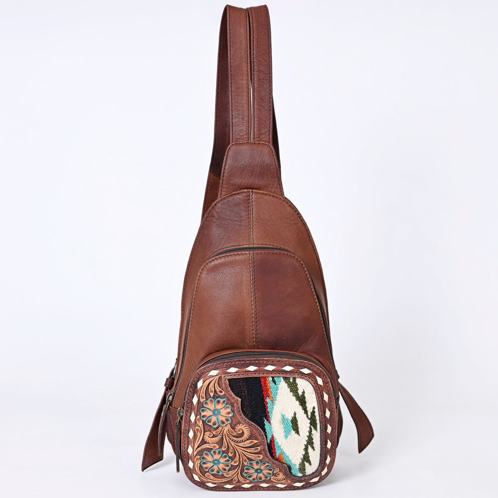 American Darling ADBG1182A Sling Hand Tooled Saddle Blanket Genuine Leather Women Bag Western Handbag Purse