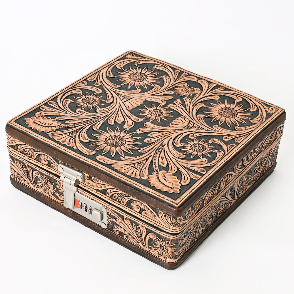 American Darling Jewelry Case Hand Tooled Hair-On Genuine Leather Women Bag Western Handbag Purse