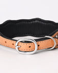 HIlason Genuine Leather Dog Collar Hand Tooled