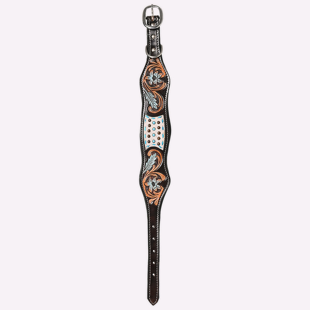 HILASON Western Genuine Leather Heavy Duty Dog Collar Floral Tooled