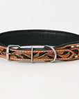 HILASON Western Genuine Leather Heavy Duty Dog Collar Floral Tooled